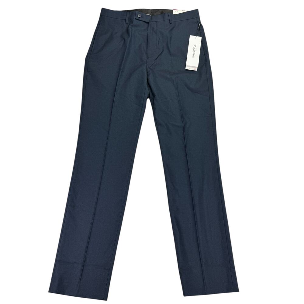 Calvin Klein Mens X Slim Fit Performance Stretch Dress Pants Navy 34x34